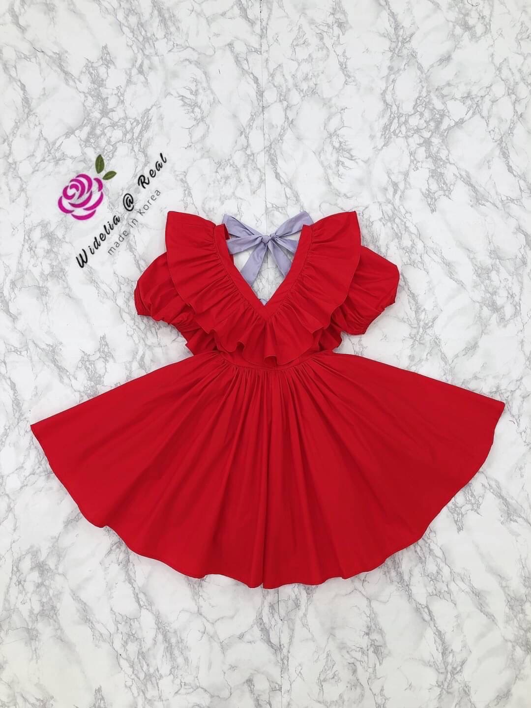FT Mini Dress มินิเดรสตัวสั้นแขนพองแสนสวย (แดง)