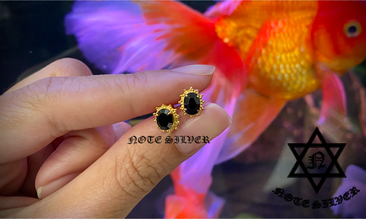 ต่างหูทองคำแท้ 18K Gold ฝังนิลแท้ (มีเซต) NSGD2876