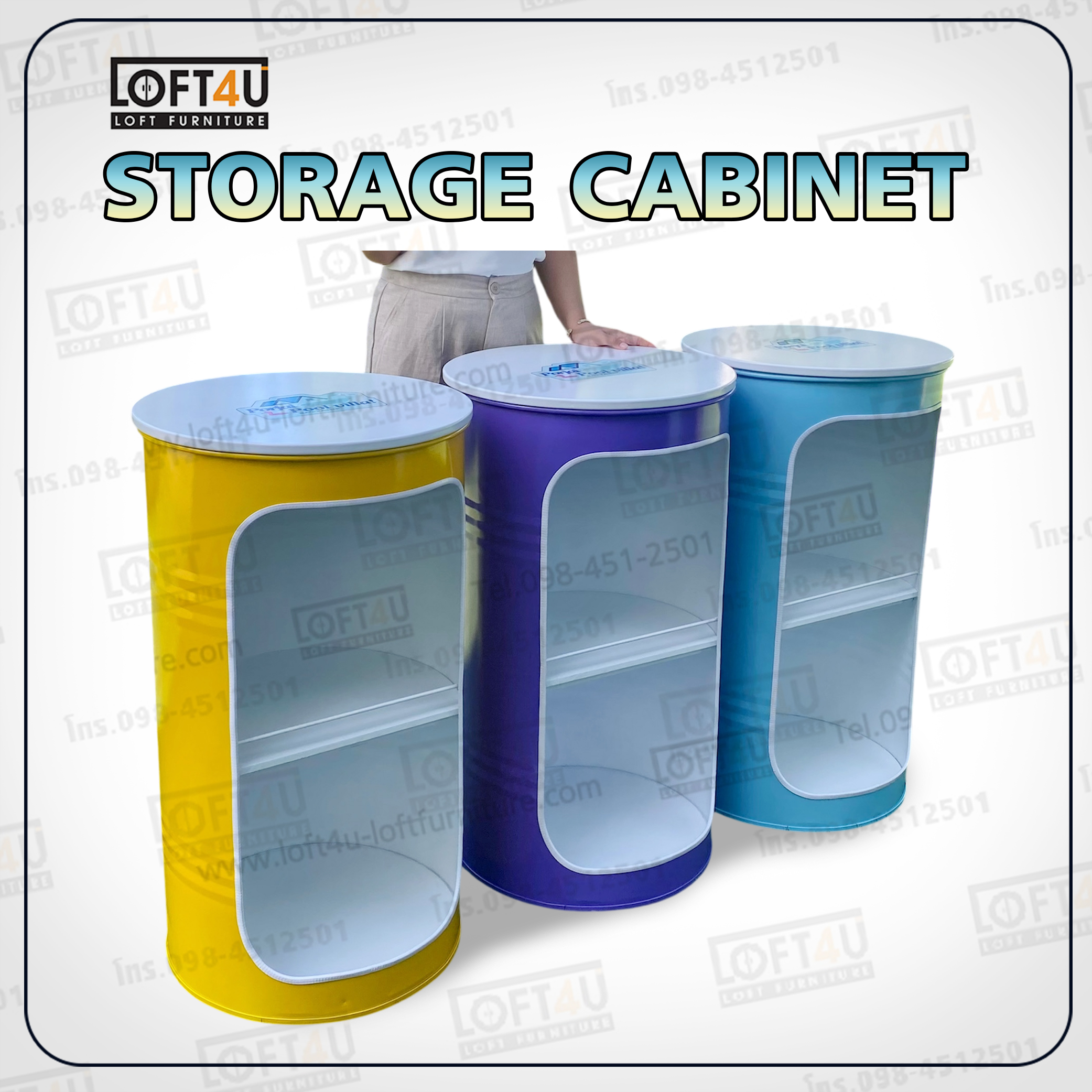 ชั้นเก็บของ100L. รีสอร์ท วิลล่า : Barrel storage cabinet (ชั้นเปิด/ท็อปไม้)