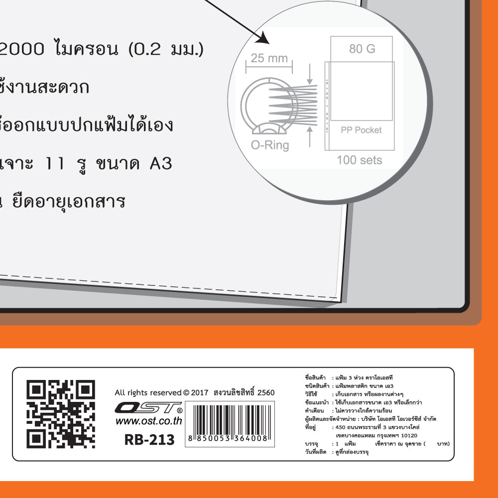 3-Ring Binder A3 with Clear Sheet Protector