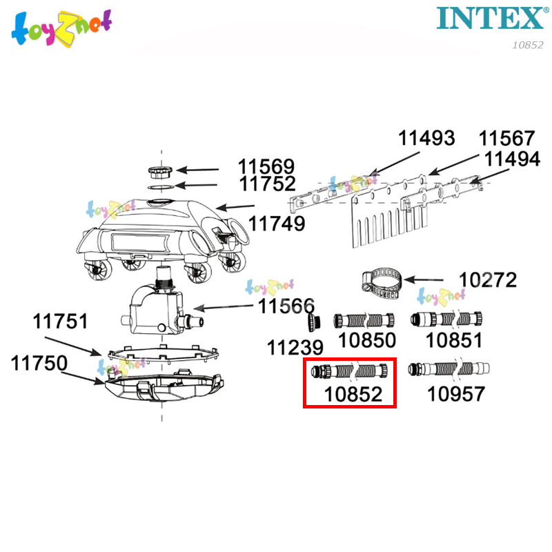 Intex ส่งฟรี สายยางช่วง C ของรถทำความสะอาดใต้น้ำอัตโนมัติ รุ่น 10852