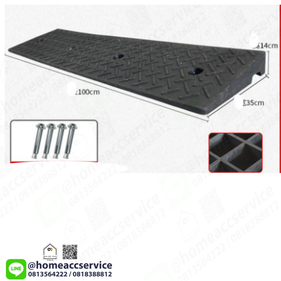 ทางลาดยางปีนฟุตบาท สูง 14ซม. ลาด35ซม. ยาว 99ซม. หนัก 12kg - Rubber Ramp 14x35x99 cm12kg