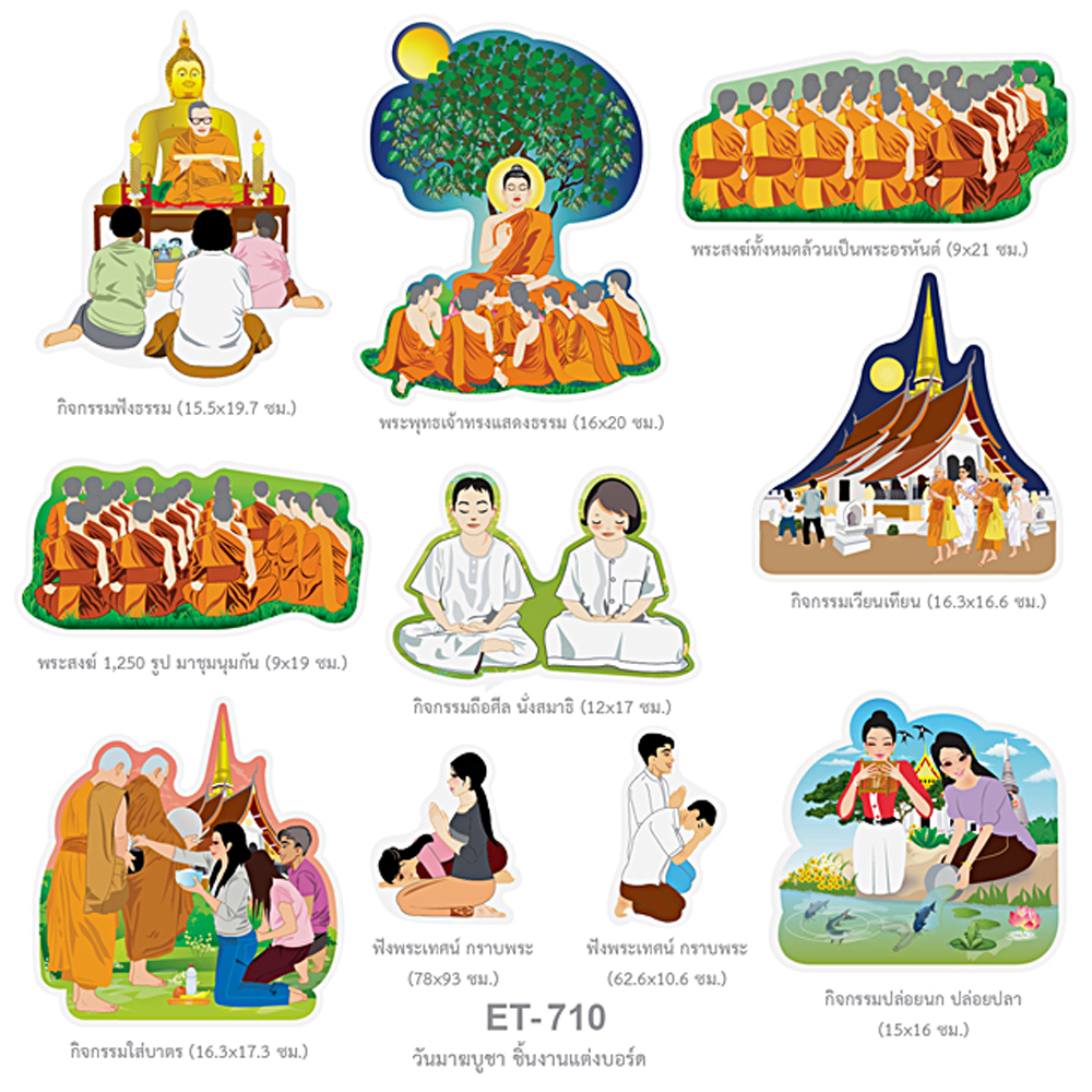 ชุดจัดบอร์ด วันมาฆบูชา 10ชิ้น ET-710