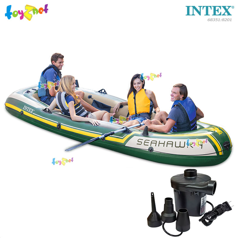 Intex Seahawk 4 Boat Set w/Alum. Oars & Air Pump No.68351 + 8201