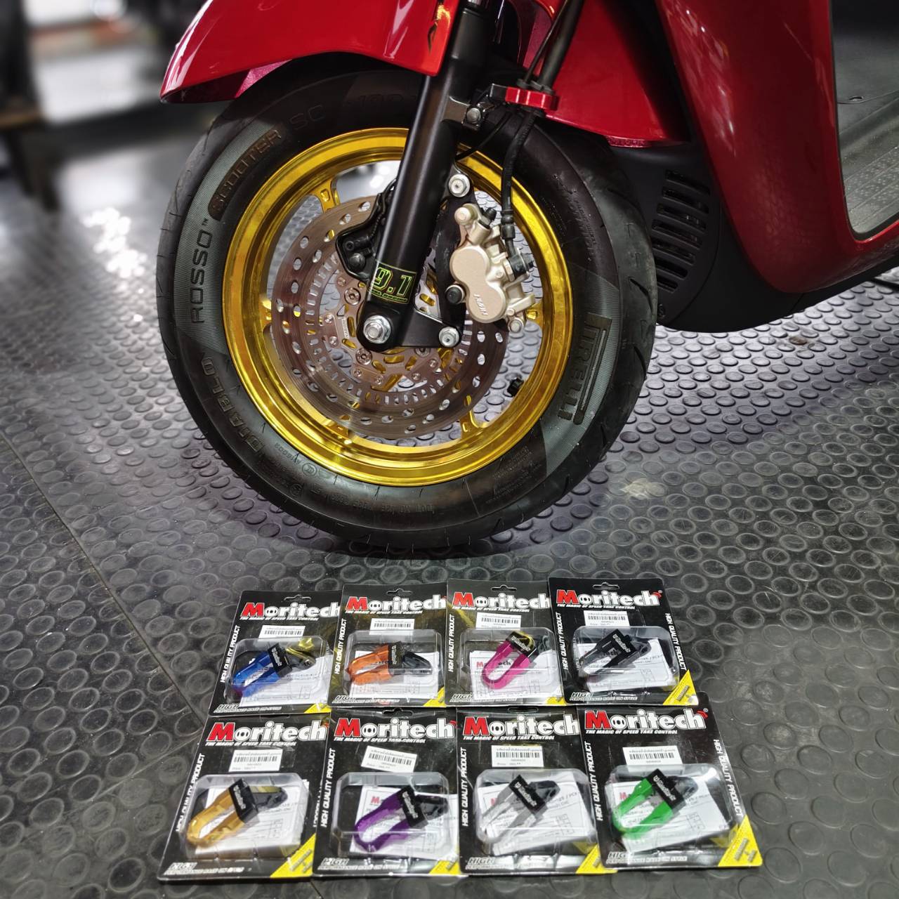 ขายึดสายน้ำมันดิสเบรคหน้า CNC MORITECH สำหรับรุ่น : GIORNO-125 / LEAD-125 / PCX-160