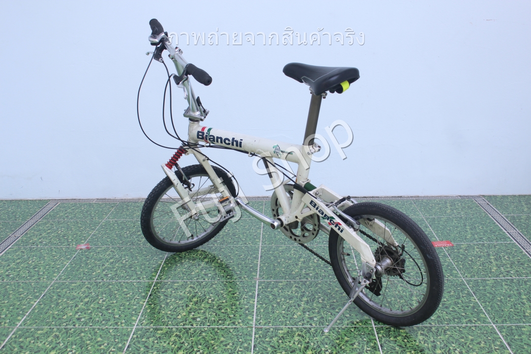 จักรยานพับได้ญี่ปุ่น - ล้อ 18 นิ้ว - ขาไก่ - เกียร์ 7 สปีด - อลูมิเนียม - Bianchi - สีขาว [จักรยานมือสอง]