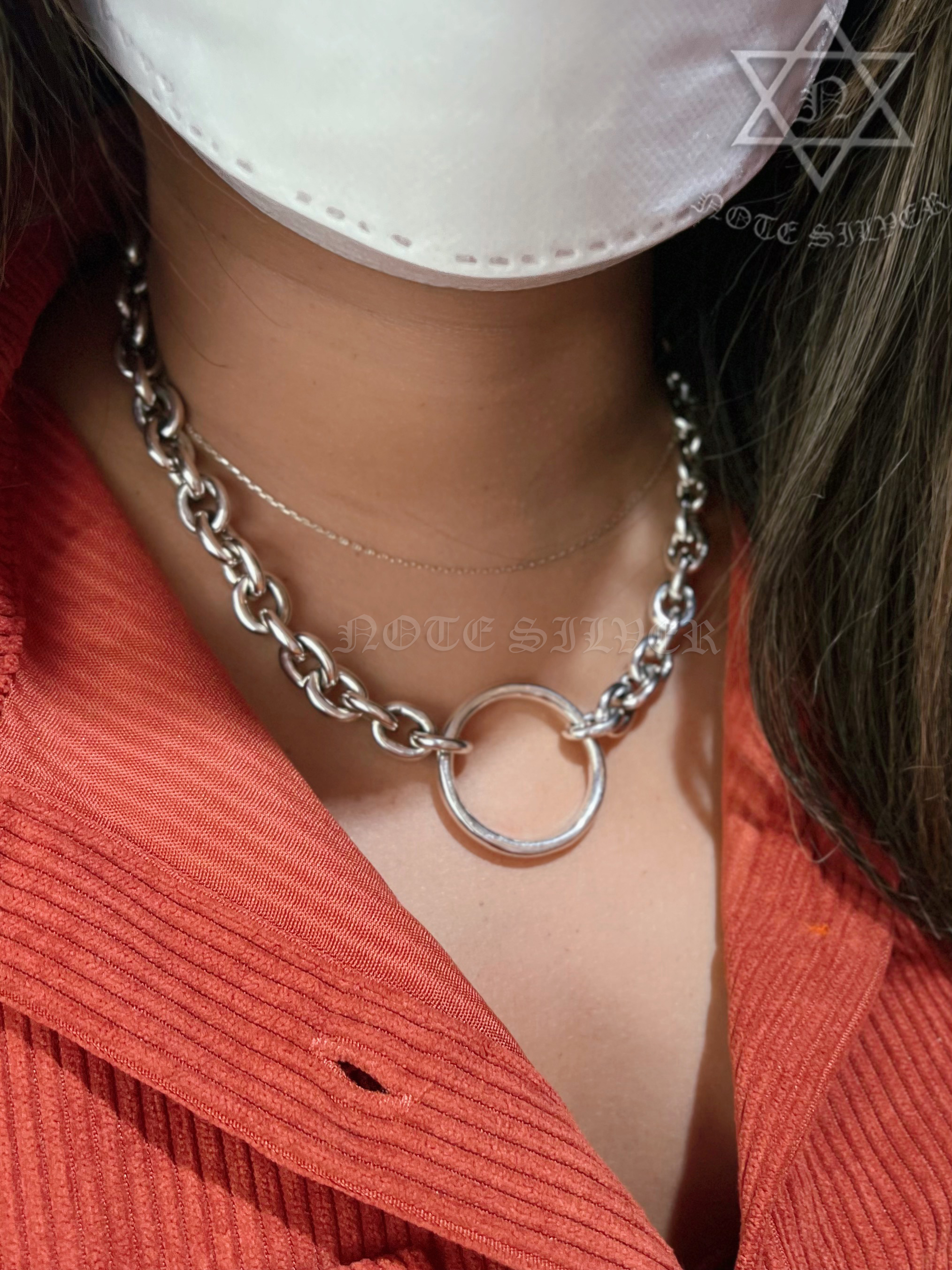 สร้อยคอเงินแท้ ลายฮาร์เลย์ ห่วงกลาง ขนาดใหญ่ Size XXL 18 นิ้ว ลายแน่น ทีบาร์เรียบ Sterling Silver 925 NSBL3190