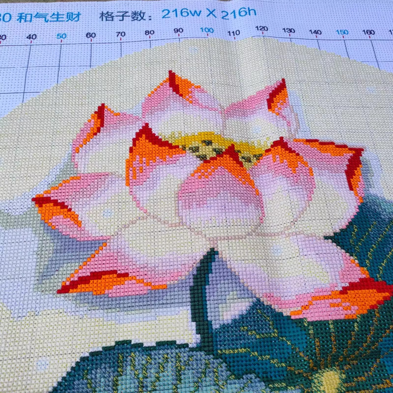 bua-1109 *สินค้าหมด* ชุดปักครอสติช ลายบึงบัว (ปักเต็มผืนผ้า ผ้า11CTพิมพ์ลาย ปัก 3 เส้นเล็ก) ขนาด 50*50 ซม.ผ้าครอสติช 11CTพิมพ์ลายปักบนผ้า ไหมคอตตอน 28 สี ผังลาย เข็ม