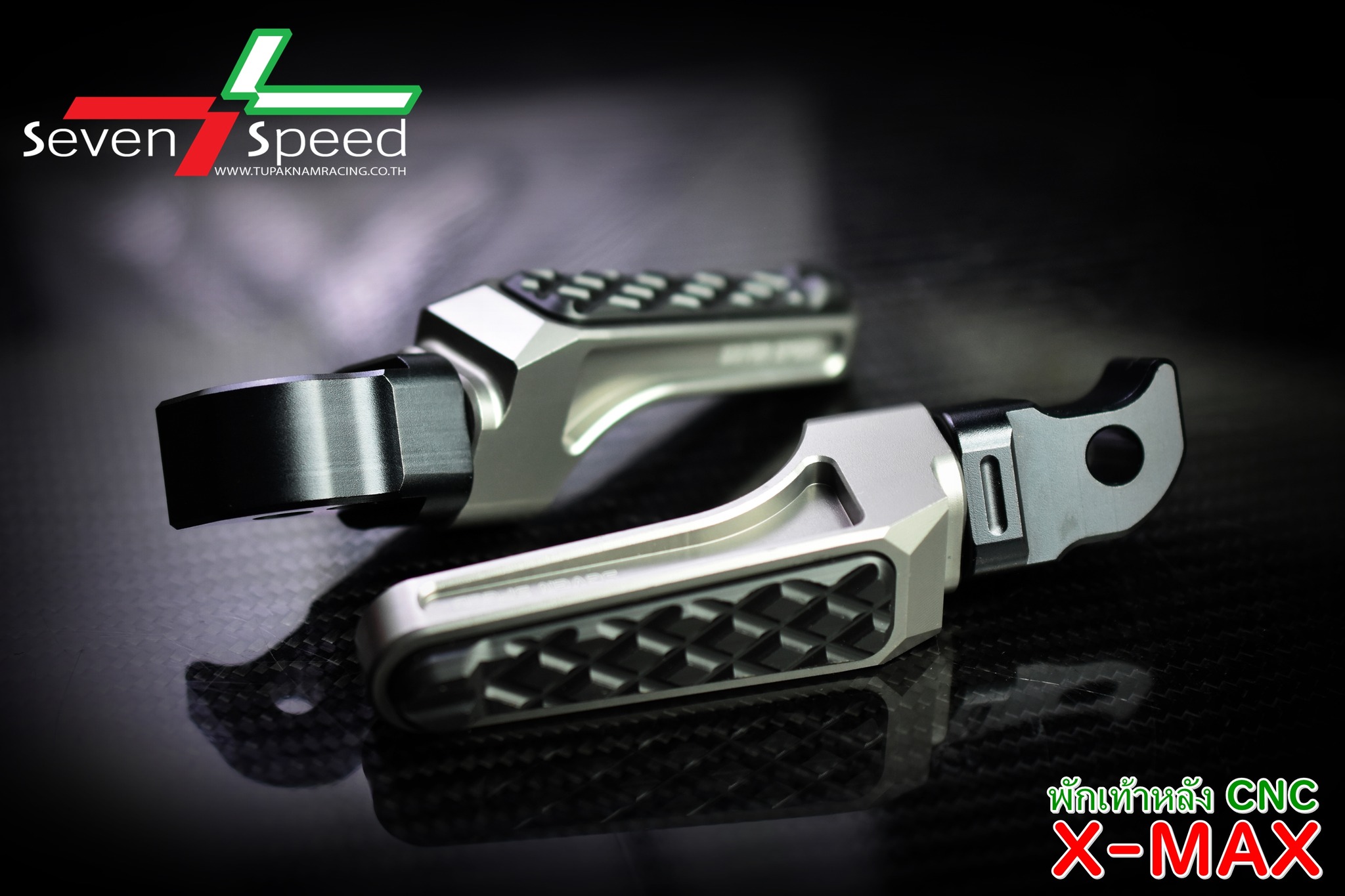 พักเท้าหลัง CNC ตรงรุ่น PG-1/N-MAX155 ปี2020/X-MAX300 พักเท้าหลังSevenspeed ราคา 900 บาท