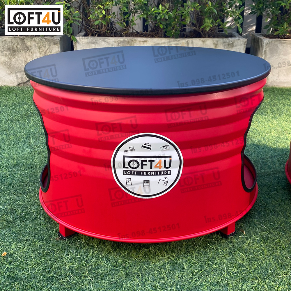 โต๊ะกลางกลม : Steel Barrel Table (60x60Cm)