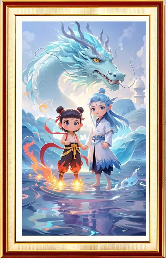 nezha-1001 *สินค้าหมด* ชุดปักครอสติช ลายนาจา เกิดอีกครั้งก็ยังเทพ (ปักเต็มผืนผ้า ไม่มีเดินเส้น ผ้า11CTพิมพ์ลาย ปัก 3 เส้นเล็ก) ขนาด 50*70 ซม.ผ้าครอสติช 11CTพิมพ์ลายปักบนผ้า ไหมคอตตอน 30 สี ผังลาย เข็ม