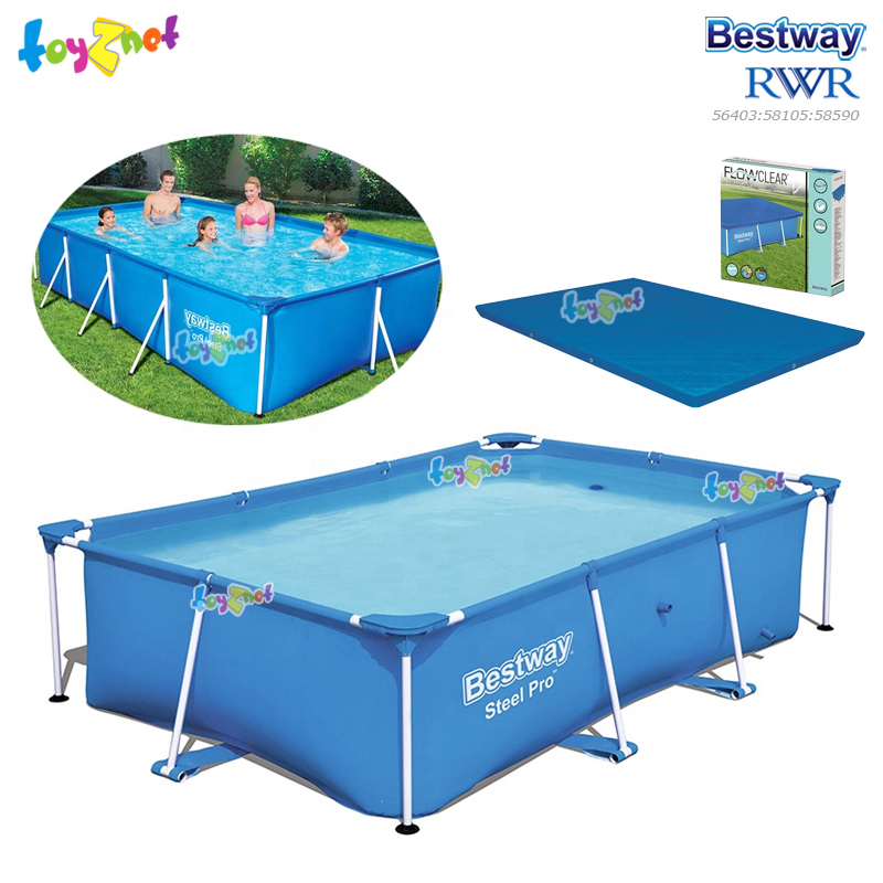 Bestway Rectangular Frame Pool 2.59x1.70x0.61 m. No. 56403/28271 + Steel Pro Frame Pool Cover 2.64x1.74 m. no.58105