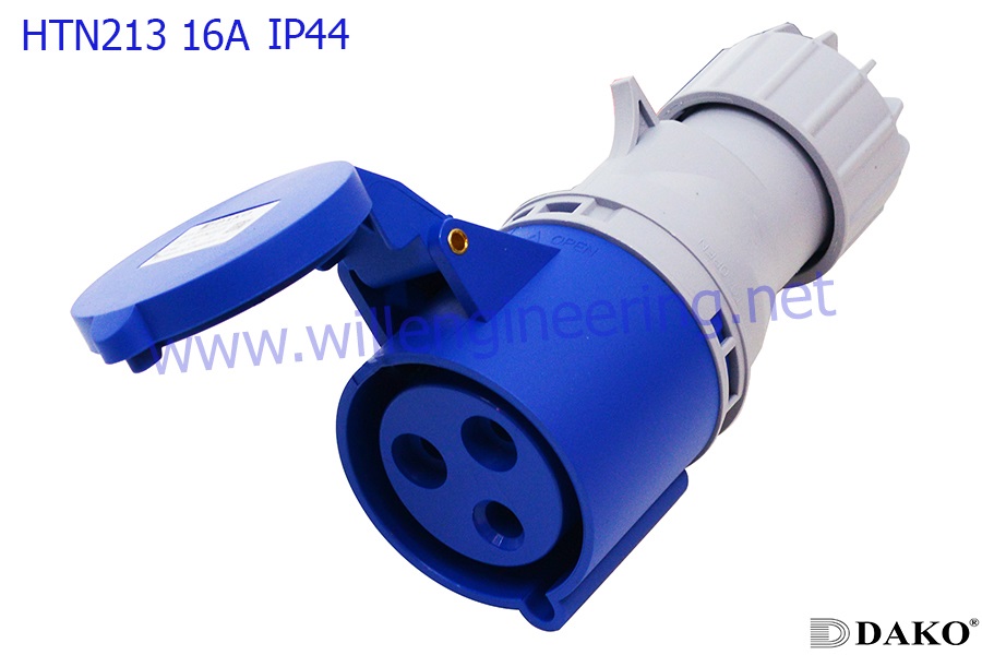 HTN213 ปลั๊กตัวเมียกลางทาง : 2P+E 16A 230V IP44 6h