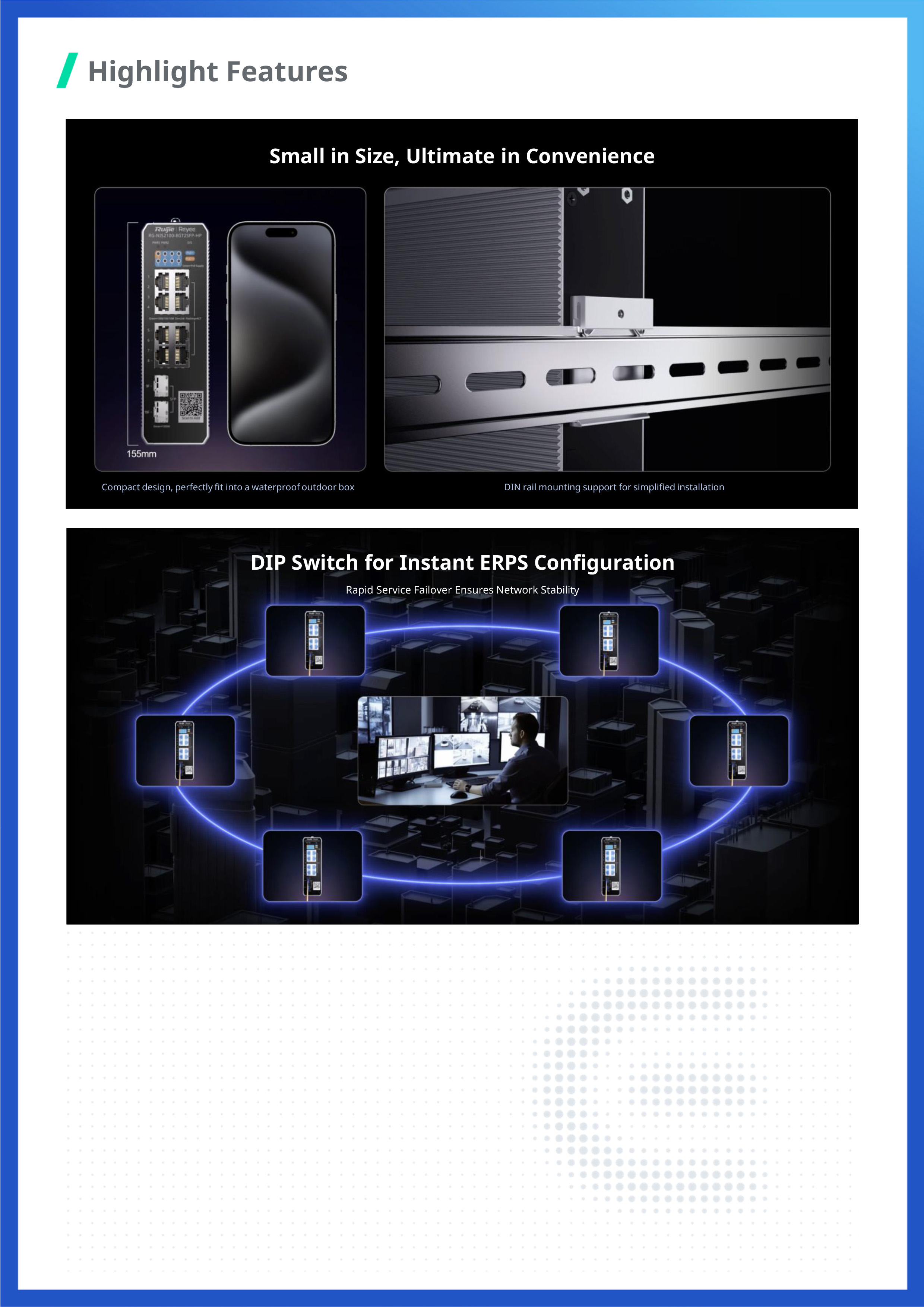 RUIJIE RG-NIS2100-8GT2SFP-HP , 10-Port Cloud Managed Industrial Switch, with 1 x PoE++ Port, 7 x PoE+ Ports, and 2 x SFP Uplink Ports BY BILLIONAIRE SECURETECH RG-NIS2100-8GT2SFP-HP
