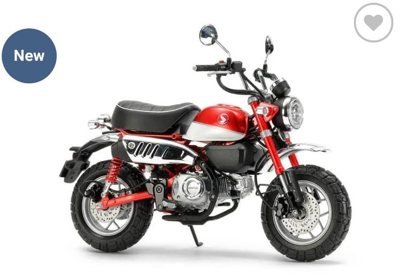 โมเดลฮอนด้ามังกี้ Tamiya Honda Monkey125 1:12 ชุดประกอบโมเดลพลาสติกขนาด 1/12 ความยาว 14 ซม. กว้าง: 6 ซม. สูง: 8 ซม. ราคากล่องละ 950 บาท