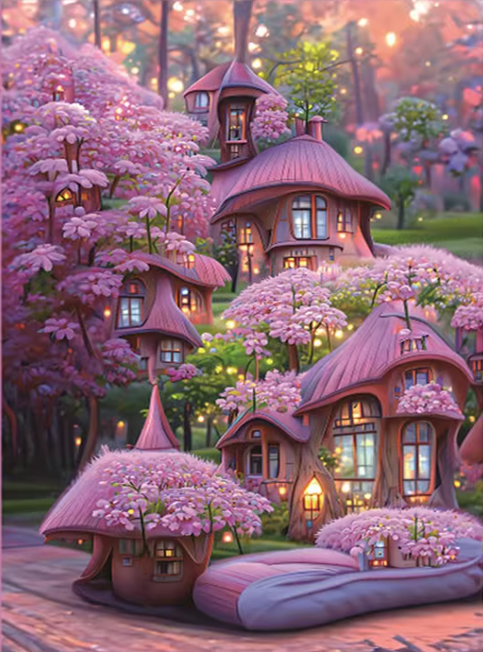 home-1164 *สินค้าหมด* ชุดปักครอสติช ลายบ้านสวยในสวนดอกไม้ (ปักเต็มผืนผ้า ไม่มีเดินเส้น ผ้า11CTพิมพ์ลาย ปัก 3 เส้นเล็ก) ขนาด 52*72 ซม.ผ้าครอสติช 11CTพิมพ์ลายปักบนผ้า ไหมคอตตอน 26 สี ผังลาย เข็ม