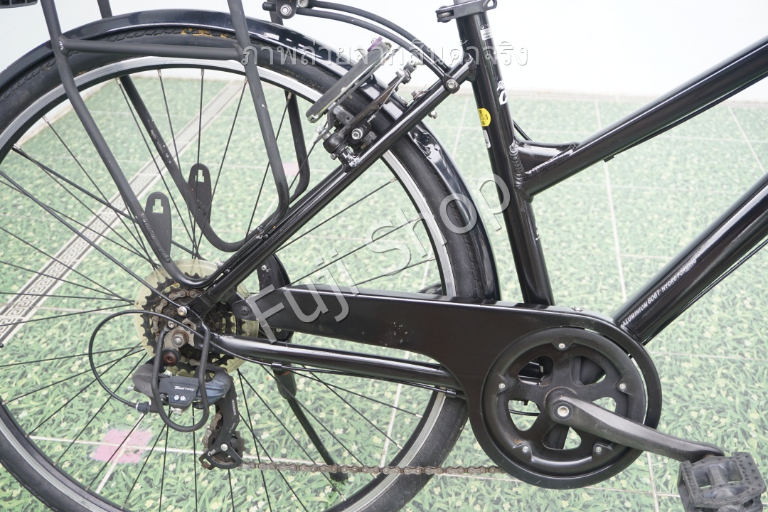 จักรยานแม่บ้านญี่ปุ่น - ล้อ 700x38C - เกียร์ 7 สปีด - อลูมิเนียม - ไฟหน้าอัตโนมัติ - Office Press CM - สีดำ [จักรยานมือสอง]