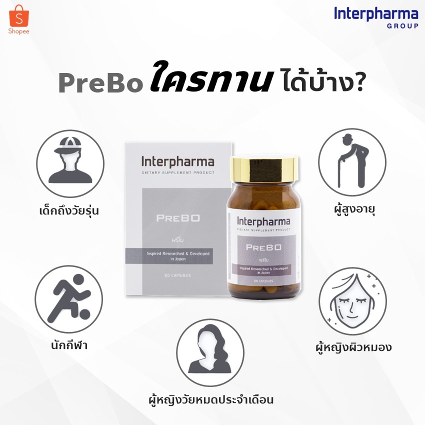 (ซื้อ3 ราคาพิเศษ) INTERPHARMA PREBO อินเตอร์ฟาร์มา พรีโบ (60 แคปซูล)
