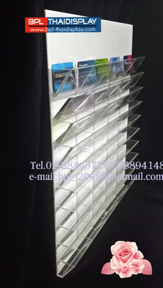 แผงอะครีลิคเสียบบัตร 50ช่อง แบบแขวนผนัง (ใส่บัตรประชาชนแนวนอน)