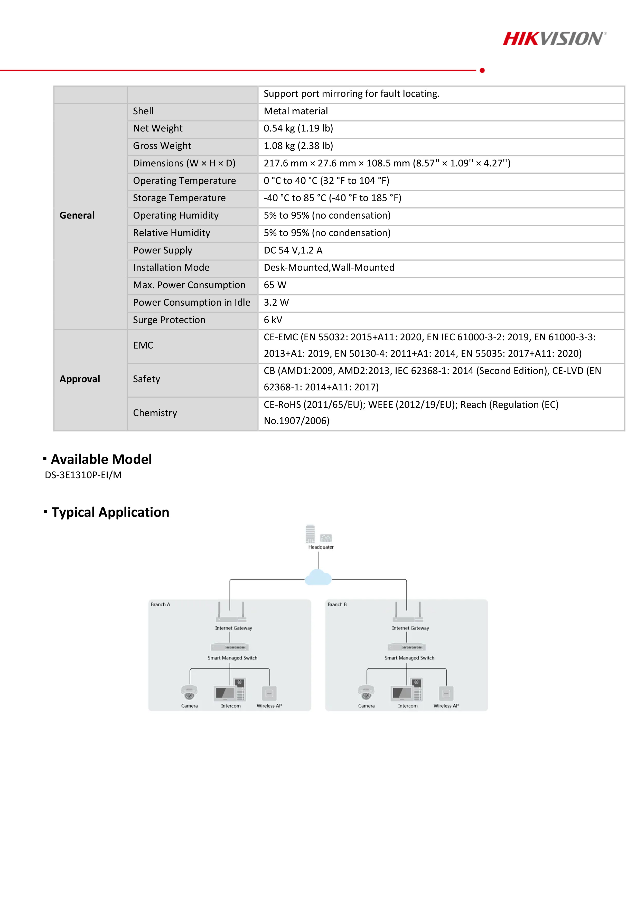 HIKVISION DS-3E1310P-EI/M : 8 Port Fast Ethernet Smart POE Switch BY BILLIONAIRE SECURETECH DS-3E1310P-EI/M