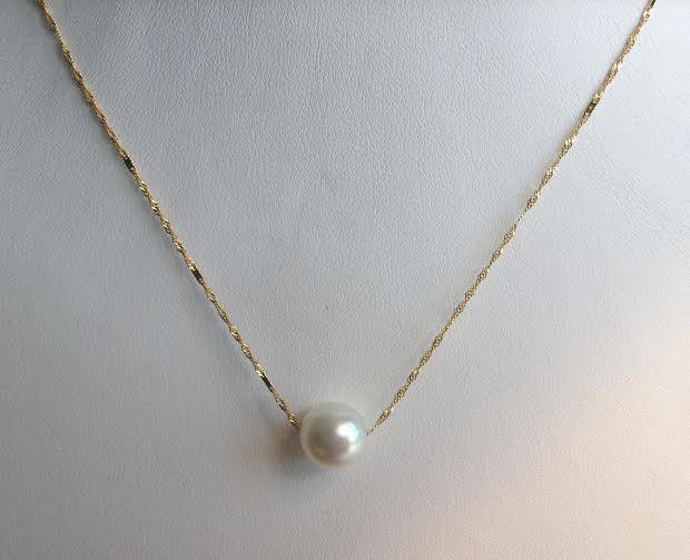 สร้อยอิตาลี 18k ร้อยด้วยไข่มุก south sea ขนาด 10-11มิล กลม สีขาว