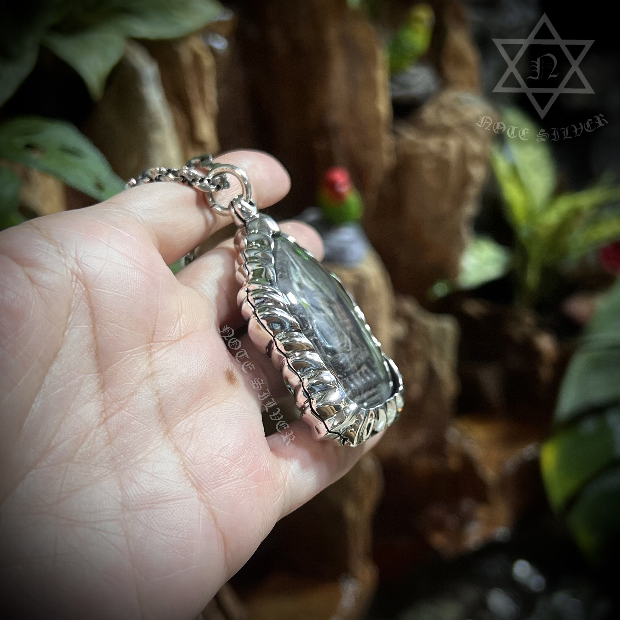 กรอบพระเงินแท้ ลายกราฟฟิกSterling Silver 925NSSV3341
