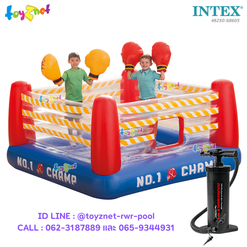 Intex Jump-O-Lene Boxing Ring Bouncer 2.26x2.26x1.10 m no.48250 + DQIII-S Air Pump (Inflate/Deflate)