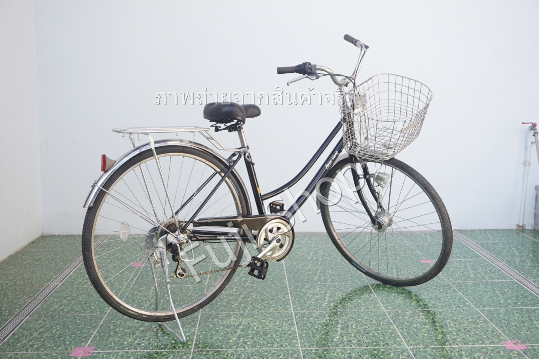 จักรยานแม่บ้านญี่ปุ่น - ล้อ 27 นิ้ว (ยางตัน) - เกียร์ 6 สปีด - ไฟหน้าอัตโนมัติ - สีดำ [จักรยานมือสอง]