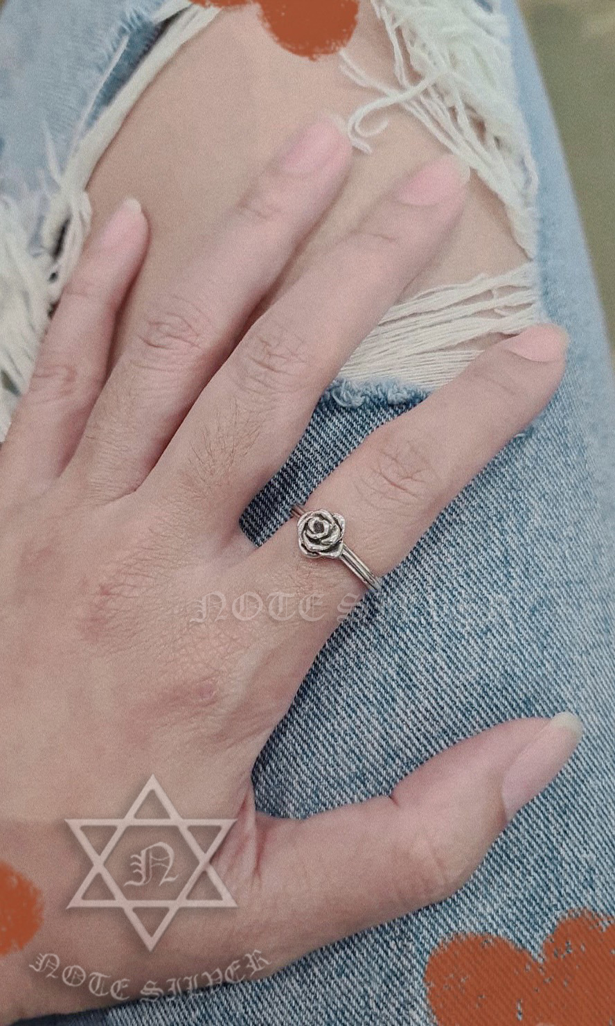แหวนเงินแท้ ดอกกุหลาบเดี่ยว (Rose) Sterling Silver 925 NSRG2048