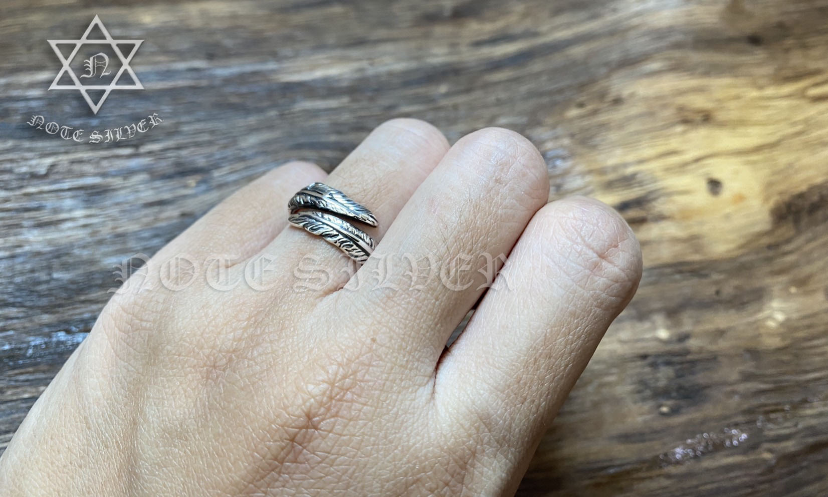 แหวนเงินแท้ ขนนก ปรับขนาดได้ Free Size Sterling Silver 925 NSRG1345