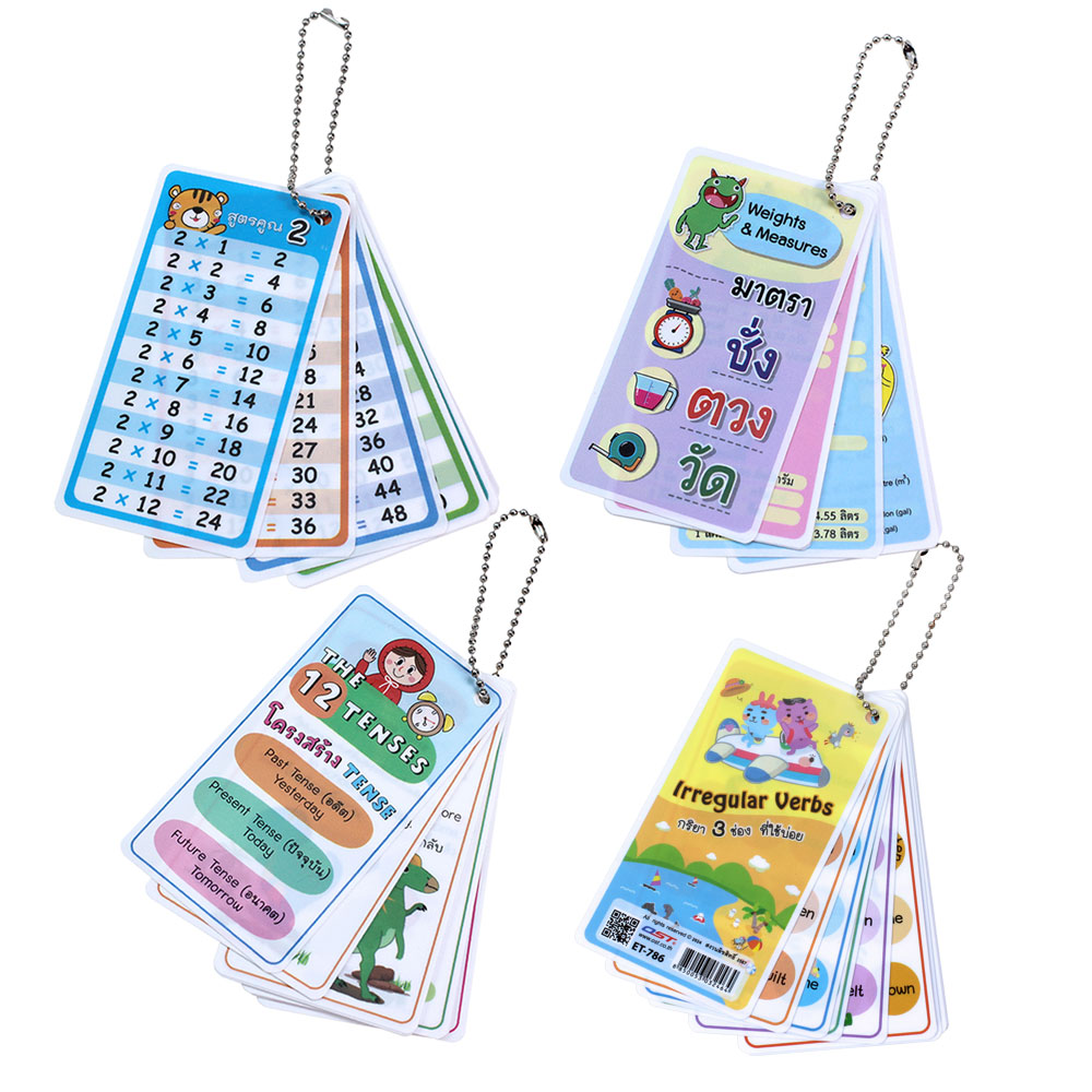 12 Flashcards with Key Chain Ring