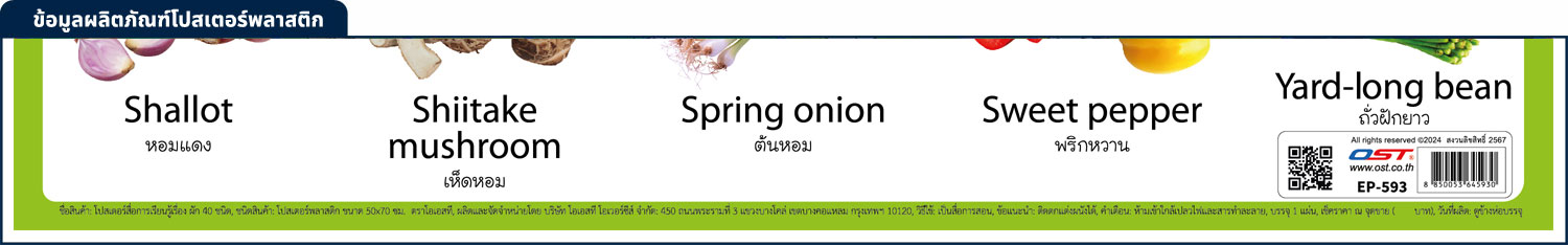 สคบ.โปสเตอร์ความรู้ ชุดคำศัพท์ ผัก 40 ชนิด พลาสติก EP-593