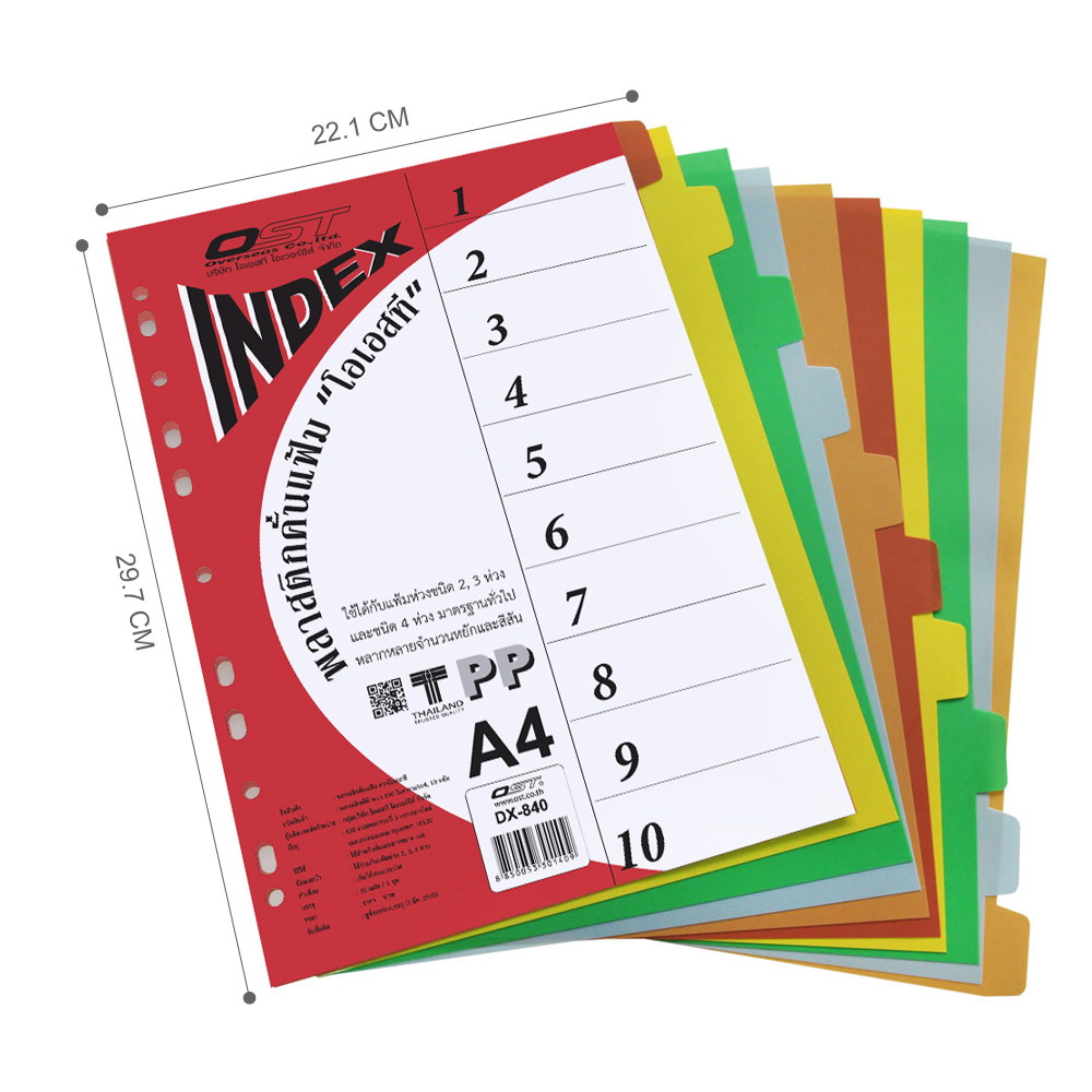 10 Tabs Index Divider A4 Multi Colors