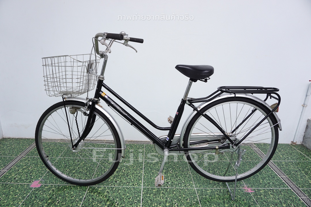 จักรยานแม่บ้านญี่ปุ่น - ล้อ 26 นิ้ว - ไม่มีเกียร์ - ไฟหน้าอัตโนมัติ - Dunlop - สีดำ [จักรยานมือสอง]
