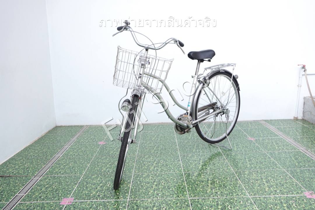 จักรยานแม่บ้านญี่ปุ่น - ล้อ 27 นิ้ว - ไม่มีเกียร์ - ไฟหน้าอัตโนมัติ - สีเงิน [จักรยานมือสอง]