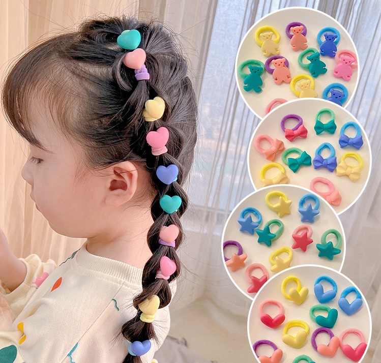 บ้านพลู🏠 ยางรัดผมเกาหลี เส้นเล็ก สำหรับเด็ก น่ารัก สีสดใส แพ็ก 10 เส้น