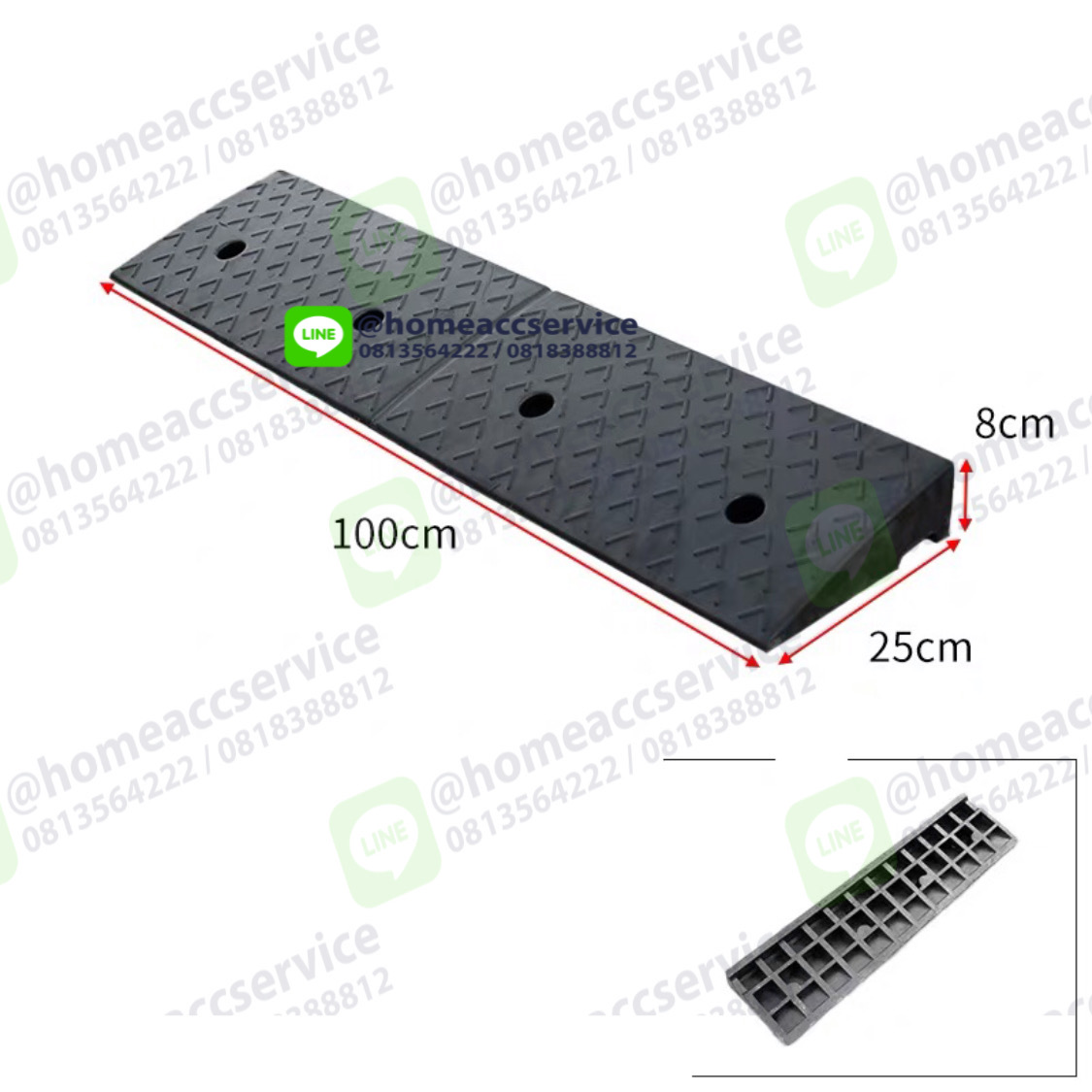 ทางลาดยางปีนฟุตบาท สูง 8ซม. กว้าง 25ซม. ยาว 99ซม. หนัก 10 kg - Rubber Ramp 8x25x99 cm 10 kg