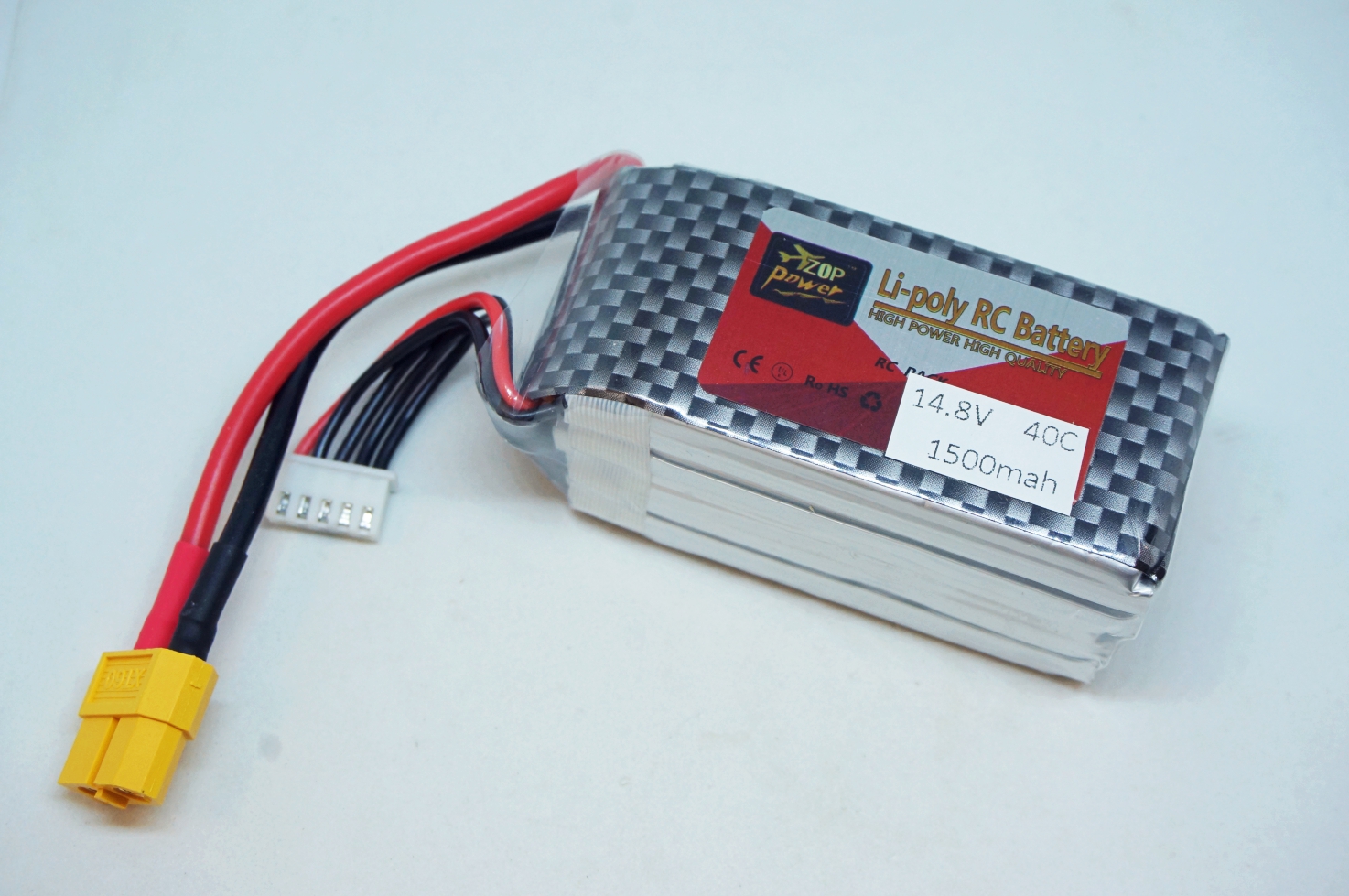 14.8V 1500mAh 40C 4S battery (XT60 Plug)