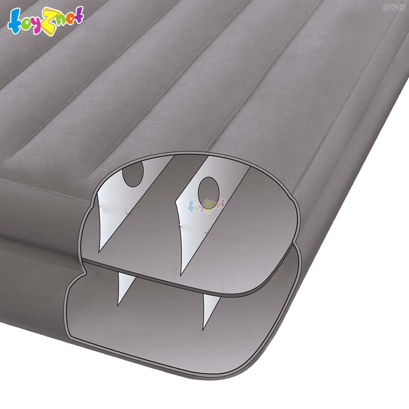 Intex 2-In-1 Airbed 3.5ft (Twin) 0.99x1.91x0.46 m Grey no.67743 + 2 Pillows & DQIII-S Air Pump