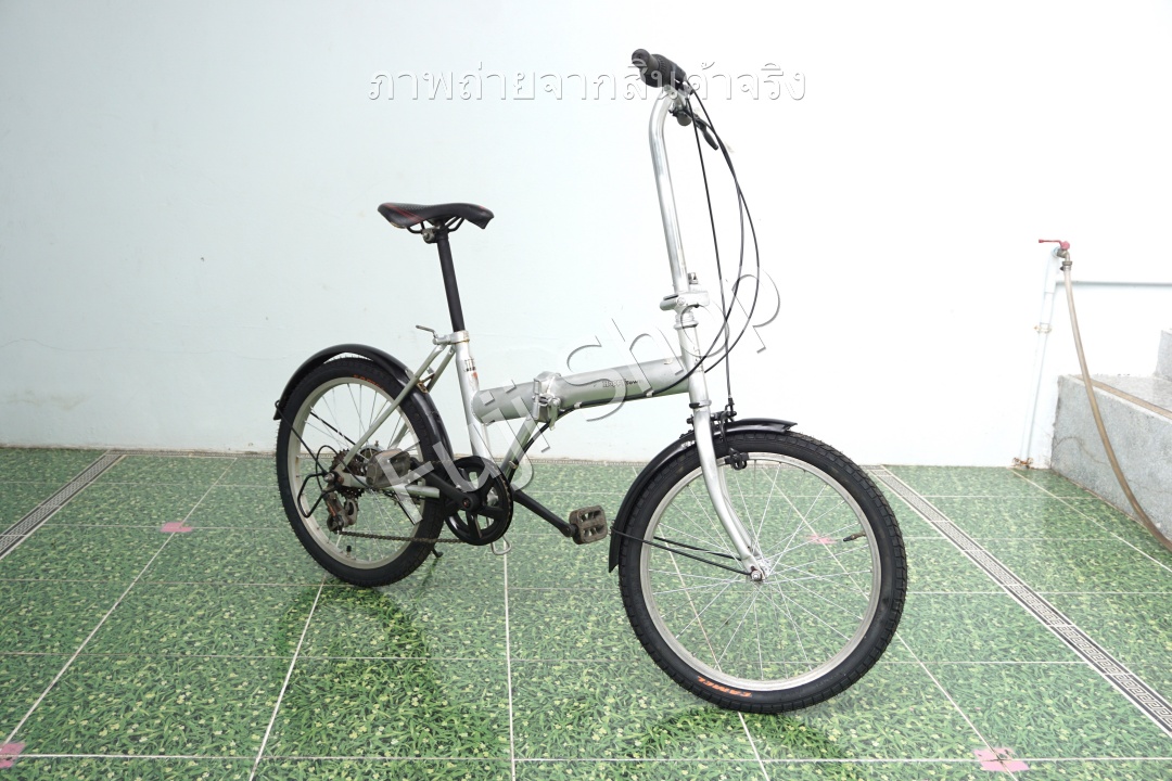จักรยานพับได้ญี่ปุ่น - ล้อ 20 นิ้ว - มีเกียร์ - Happy Town - สีเงิน [จักรยานมือสอง]