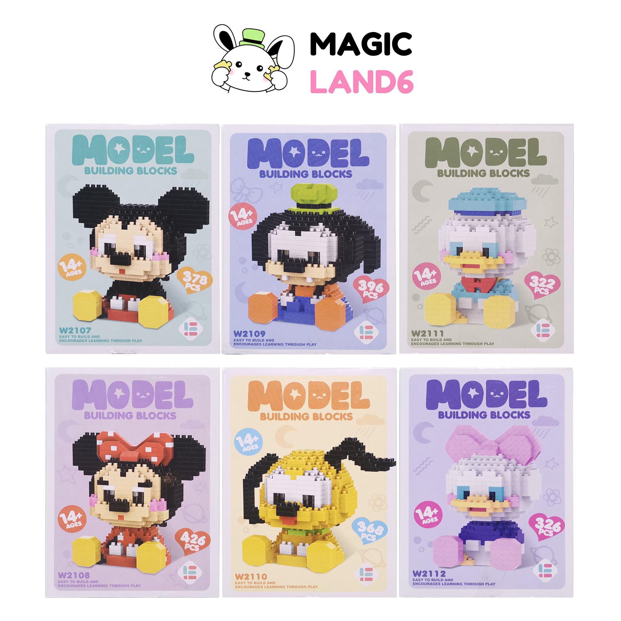 Block NanoBlock Characters Model Creative Building Disney Mickey Minnie Mouse Donald Daisy Duck Variant ชุดตัวต่อจิ๋ว บล๊อคจิ๋ว ตัวการ์ตูนดิสนีย์ มิกกี้เมาส์ ของเล่นเด็ก