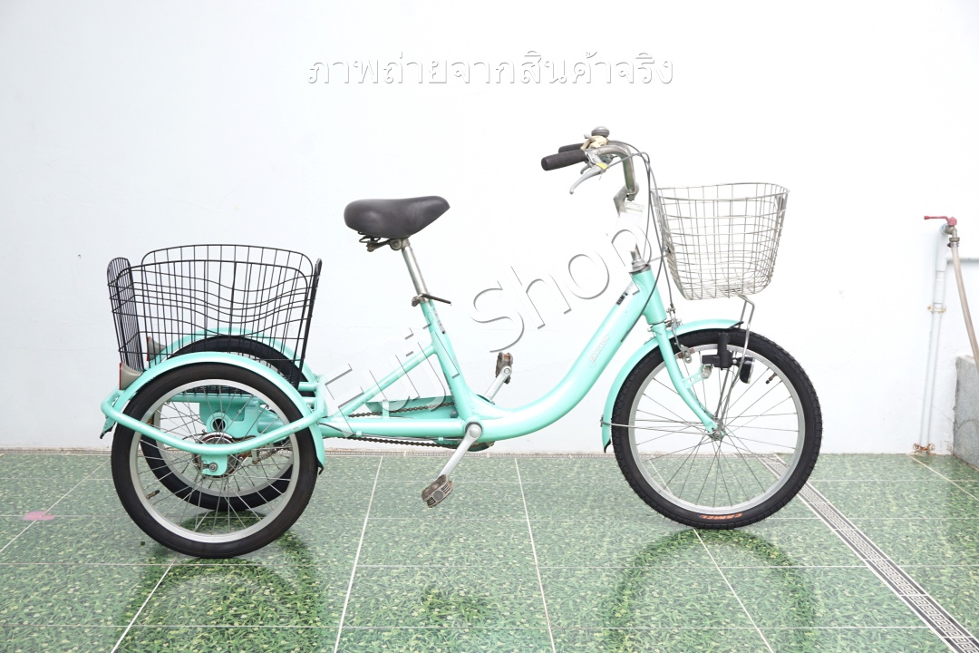 จักรยานสามล้อญี่ปุ่น - ล้อ 20/18 นิ้ว - มีเกียร์ - อลูมิเนียม - Maruishi - สีเขียว [จักรยานมือสอง]