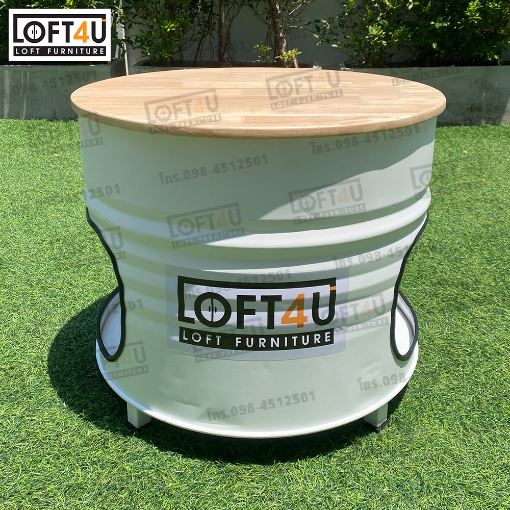 โต๊ะกลางกลม : Steel Barrel Table (60x60Cm)