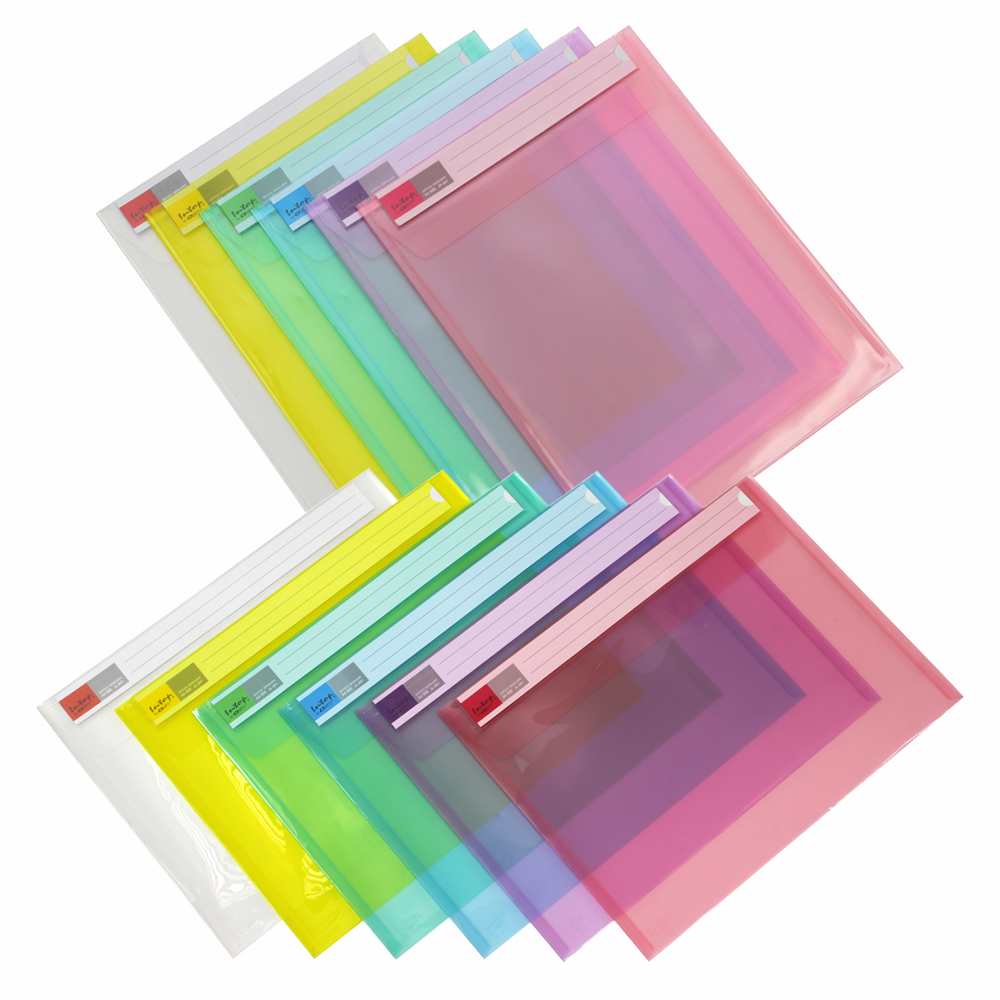 Self-Locking Plastic Envelopes A4 Translucent Colors