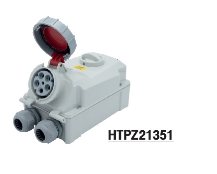 HTPZ 21351 ปลั๊กตัวเมียติดลอย + สวิทช์อินเตอร์ล็อค 3P+N+E 63A 400V IP67 6h