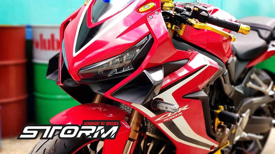 STORM Winglets วิงเล็ต ปีกใต้ไฟหน้าแต่ง HONDA CBR650R วัสดุทำจากคาบอน Carbon Edition รูปแบบ MotoGP ปีกแต่งไฟหน้า