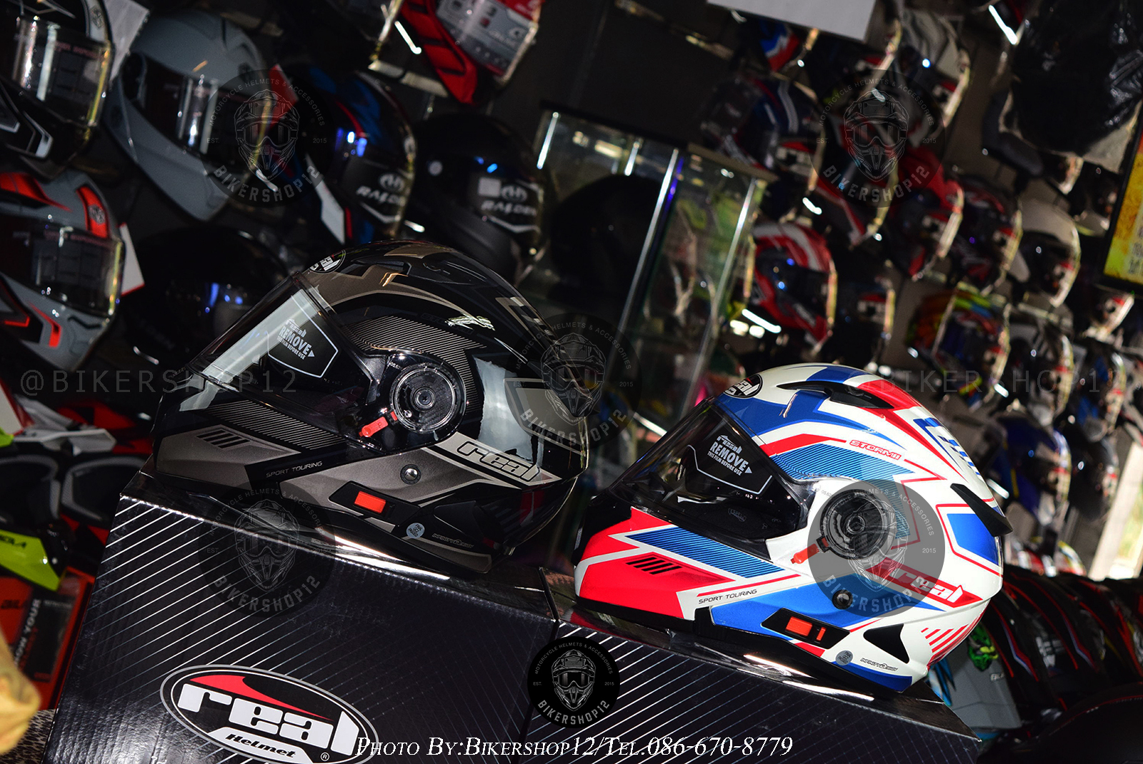 หมวกกันน็อคReal รุ่น Storm Eagle สี white-blue-red