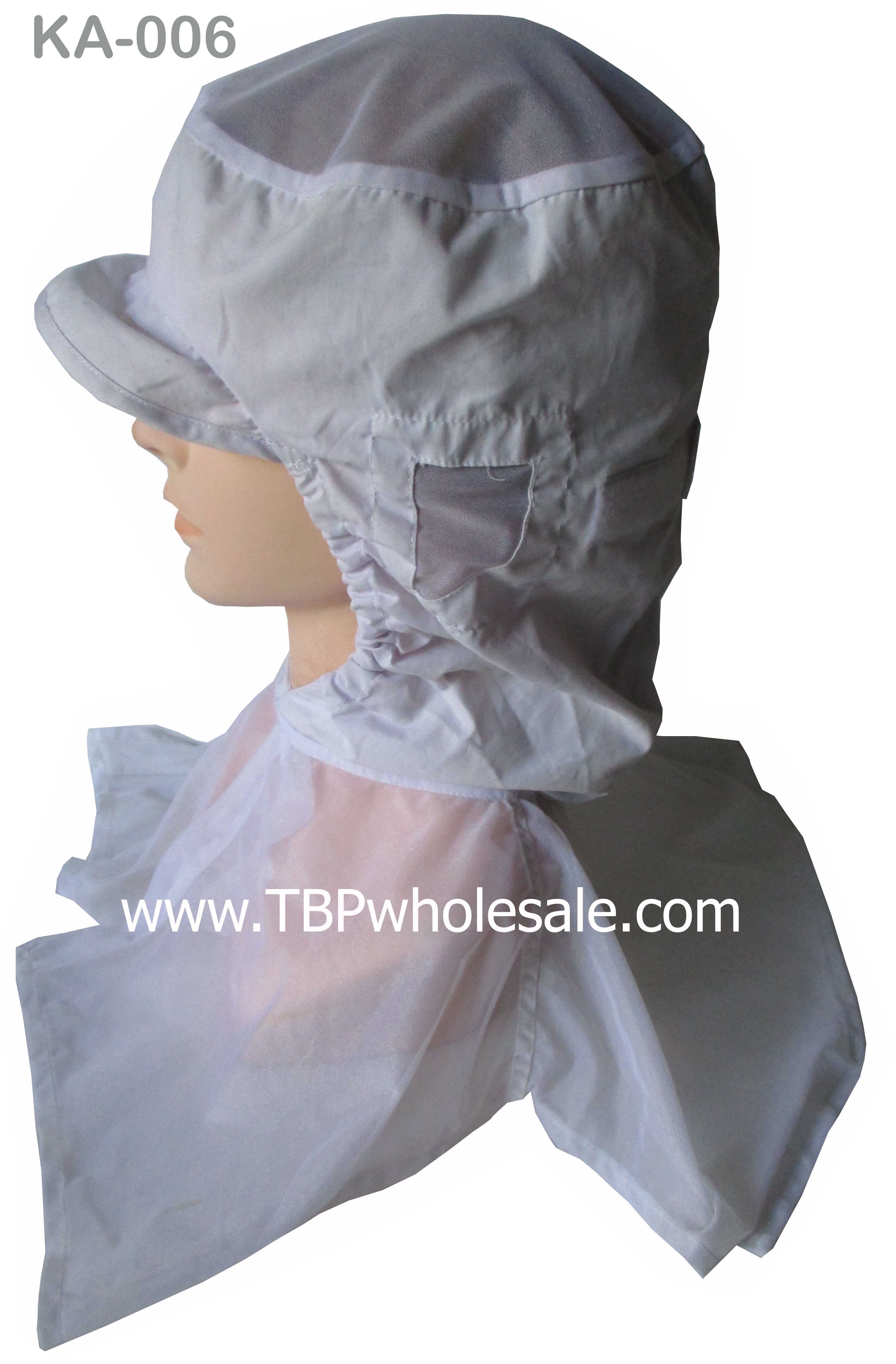 KA-006===ราคาส่ง 95 บาทต่อใบ ขั้นต่ำ 100 ใบ หมวกแก๊ปตาข่ายถี่บนและตาข่ายถี่ล่างปกคลุมไหล่ เจาะรูตาข่ายตรงหู กรอบหน้ายางยืดตรงคางติดเทปตุ๊กแก (ผ้าโทเร มีสีขาว) สนใจติดต่อ 081-0110084/02-3972066