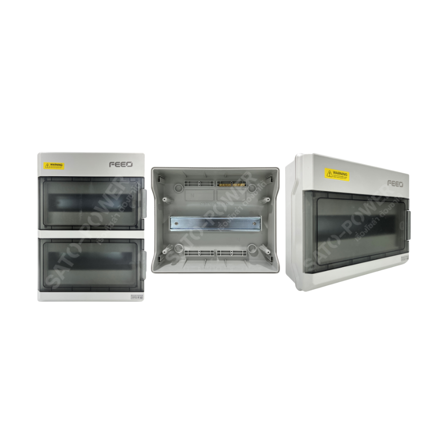 FEEO COMBINER 12-18-24ช่อง Enclosure Combiner Box ตู้คอมไบเนอร์กันน้ำ ตู้เปล่า กันน้ำ แบบเกาะราง กล่องควบคุมไฟ