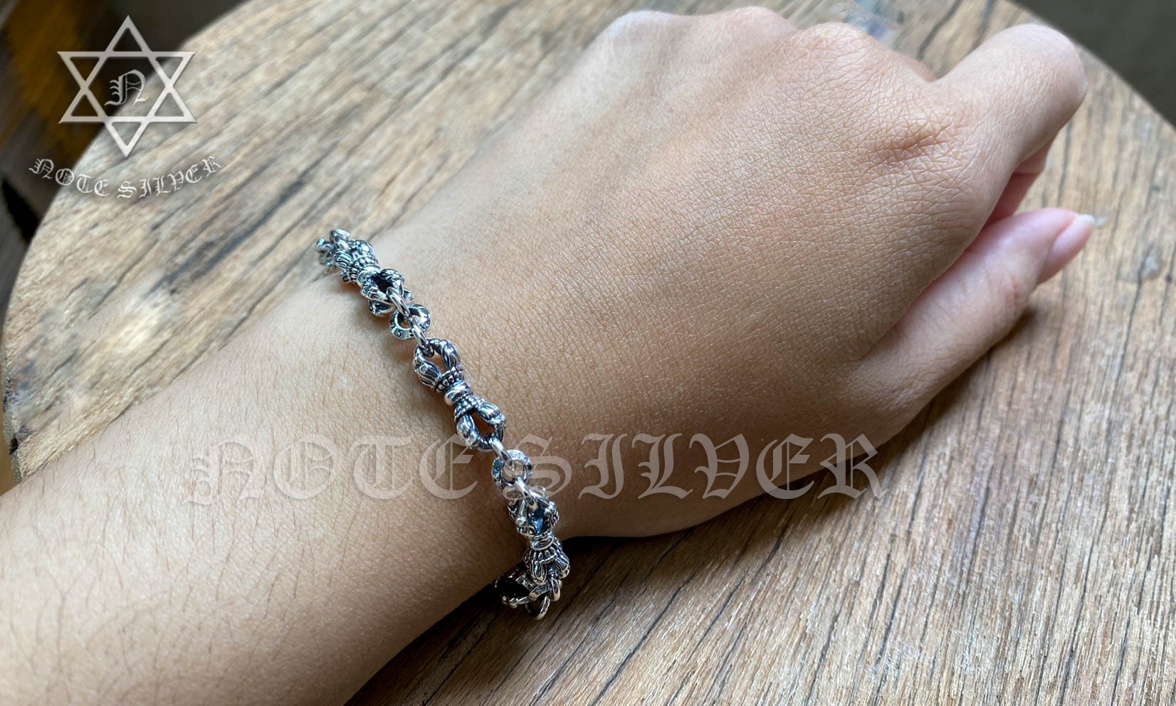 สร้อยข้อมือลายวัชระ กลาง Vajra-Dorje Bracelet Sterling Silver 925 NSBL1366